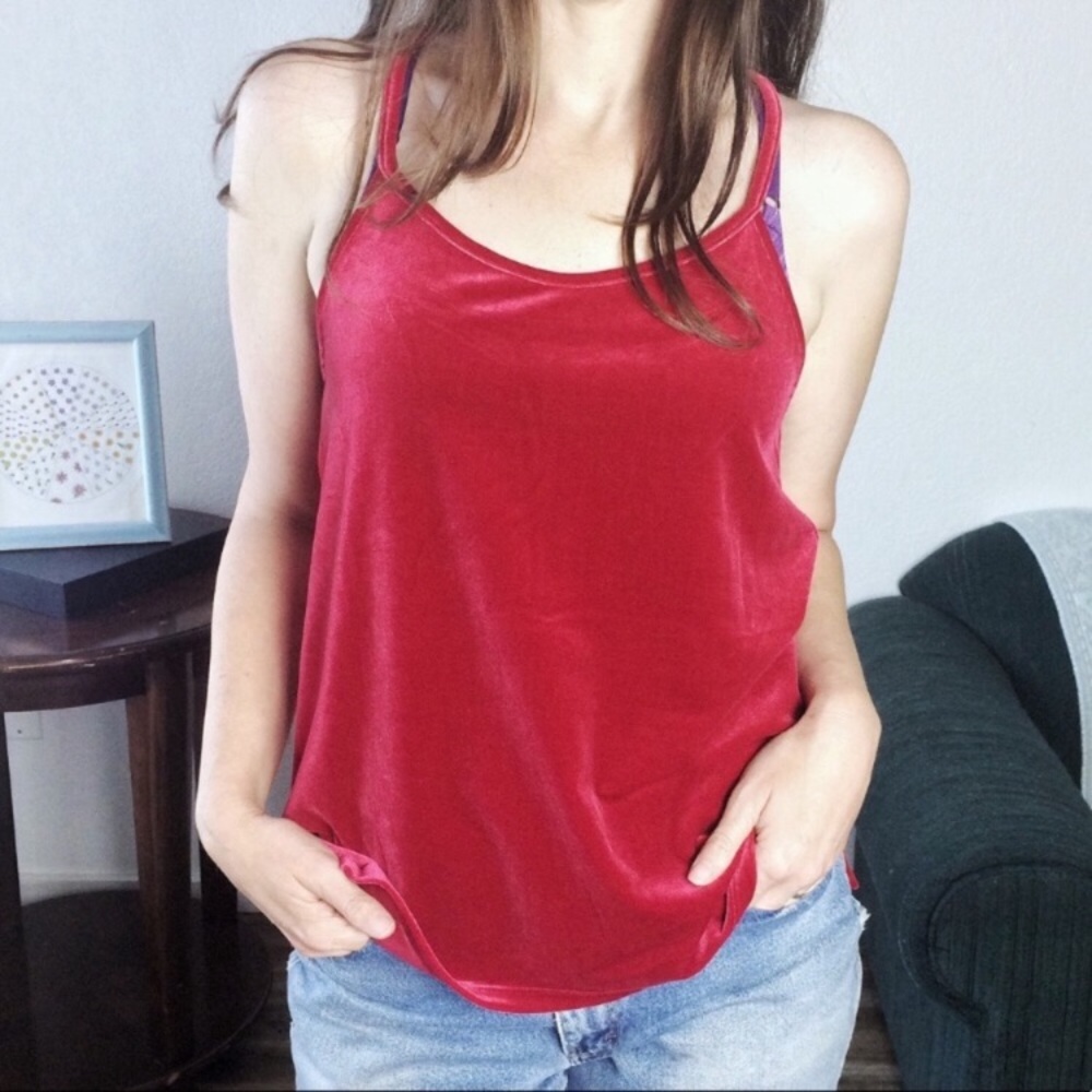 Gap cherry red velvet draped racerback top